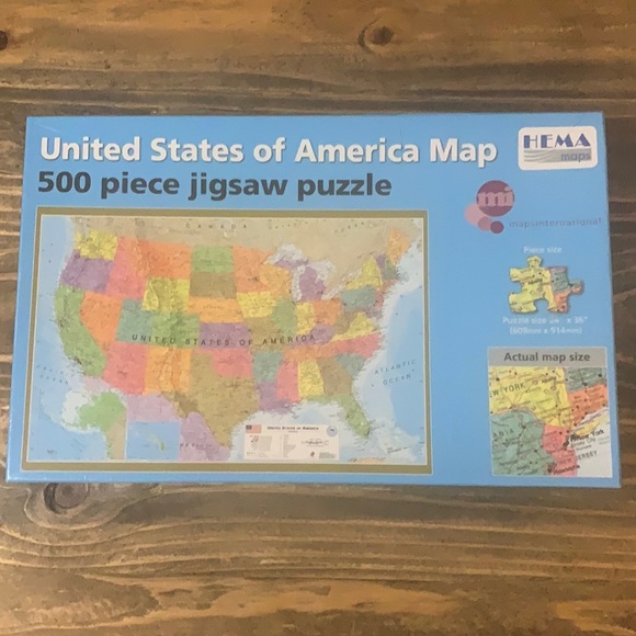 States of America map 500 piece jigsaw puzzle Hema Maps Sealed size 24” x 36” - Picture 1 of 12